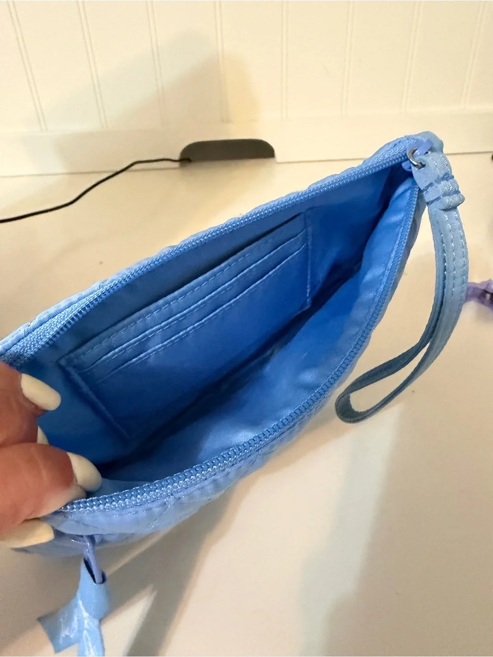 Vera Bradley Quilted Light Blue Zip Wristlet